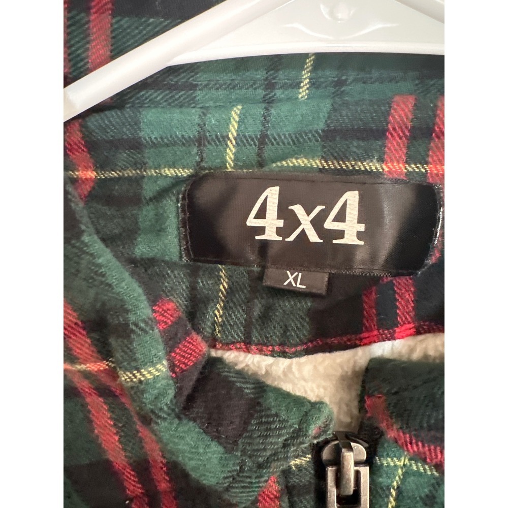 4x4 Sherpa Lined Plaid Flannel Jacket Zip Up Warm Winter Women XL - Picture 2 of 11
